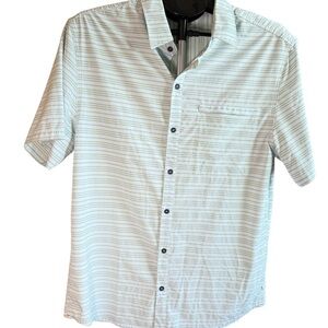 Cotopaxi Men's Casual Striped Button Down Shirt - Green and White